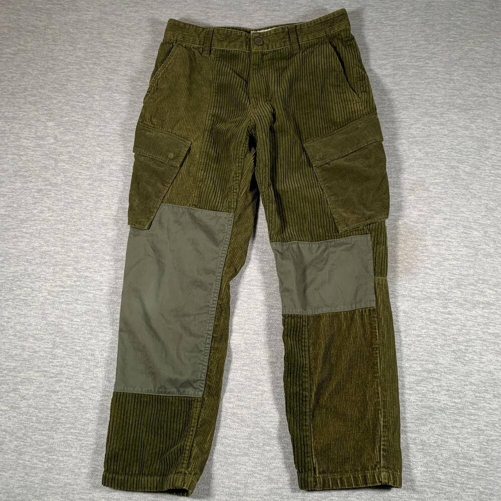 Sun + Stone Cargo Pants Mens 32x28 Green Corduroy Patchwork Utility Casual